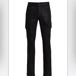 Monfrère Preston Coated Skinny Cargo Jeans Black Sz 34